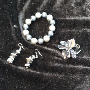 Bracelet, Earrings & Ring Set Adjustable NWOT